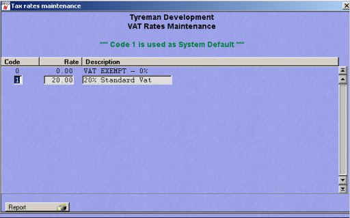 Tyreman Software Vat Parameter option