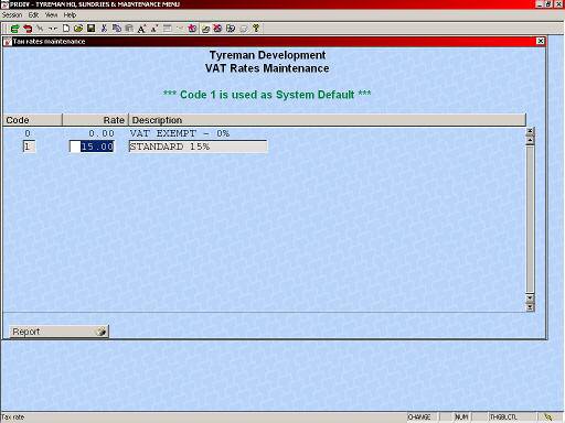 Tyreman Software Vat Parameter option